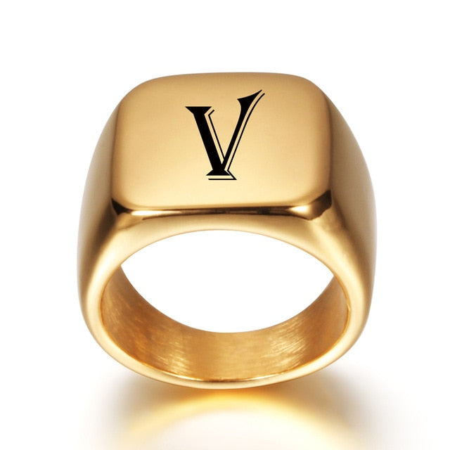 V alphabet gold ring hotsell