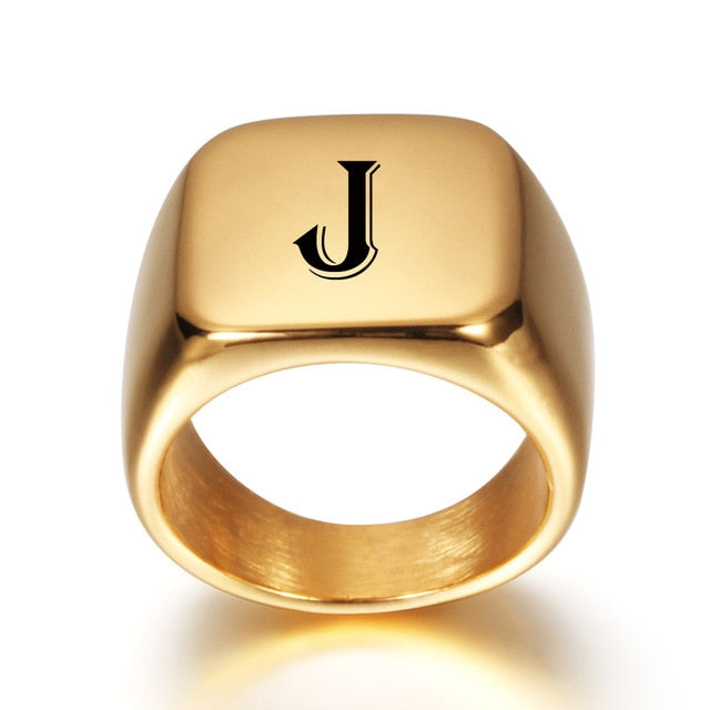 Gold Initial Ring, Custom Initial Ring, Letter Ring, Initial Jewelry,  Monogram Ring, Initial Signet Ring, Alphabet Ring, Initial S Ring - Etsy |  Gold initial ring, Personalized gold rings, Initial ring